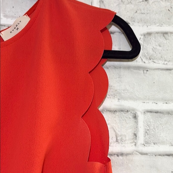 Everly Dress size large Sheath Orange red Classic Scallop Sleeve Zip - Picture 4 of 8
